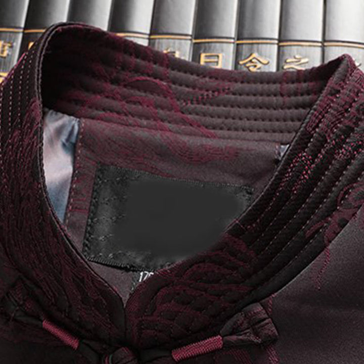 Buddha Stones 2Pcs Commute Tang Suit Frog-Button Men's Long Sleeve Shirt Pants Cotton Clothing Set - image 10