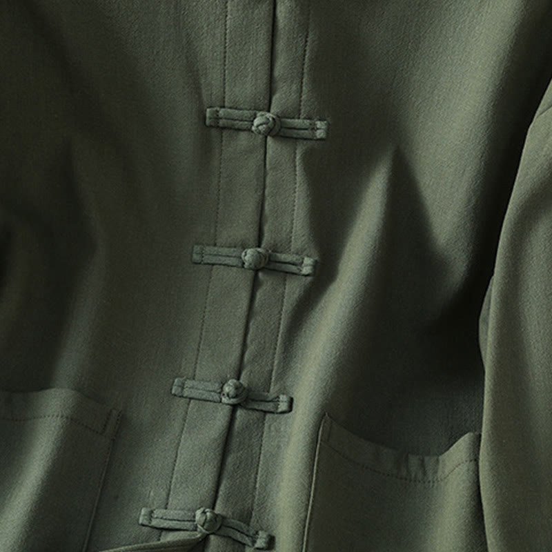 Buddha Stones Winter Frog-button Long Sleeve Cotton Fleece Lined Women's Thermal Jacket With Pockets - image 18