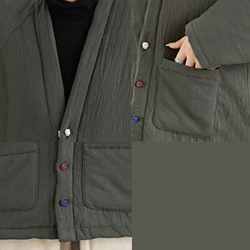 Buddha Stones Winter Long Sleeve Cotton Women's Thermal Jacket With Pockets - image 24