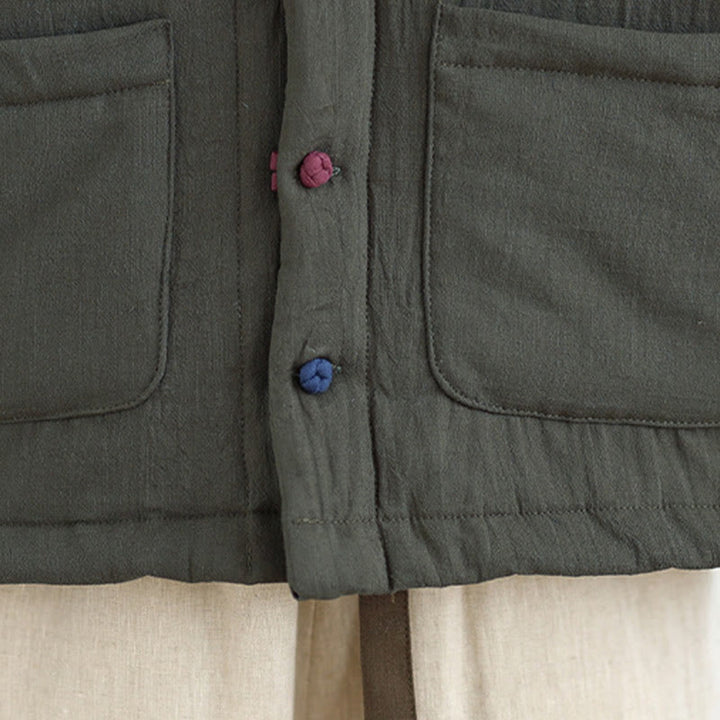 Buddha Stones Winter Long Sleeve Cotton Women's Thermal Jacket With Pockets - image 23