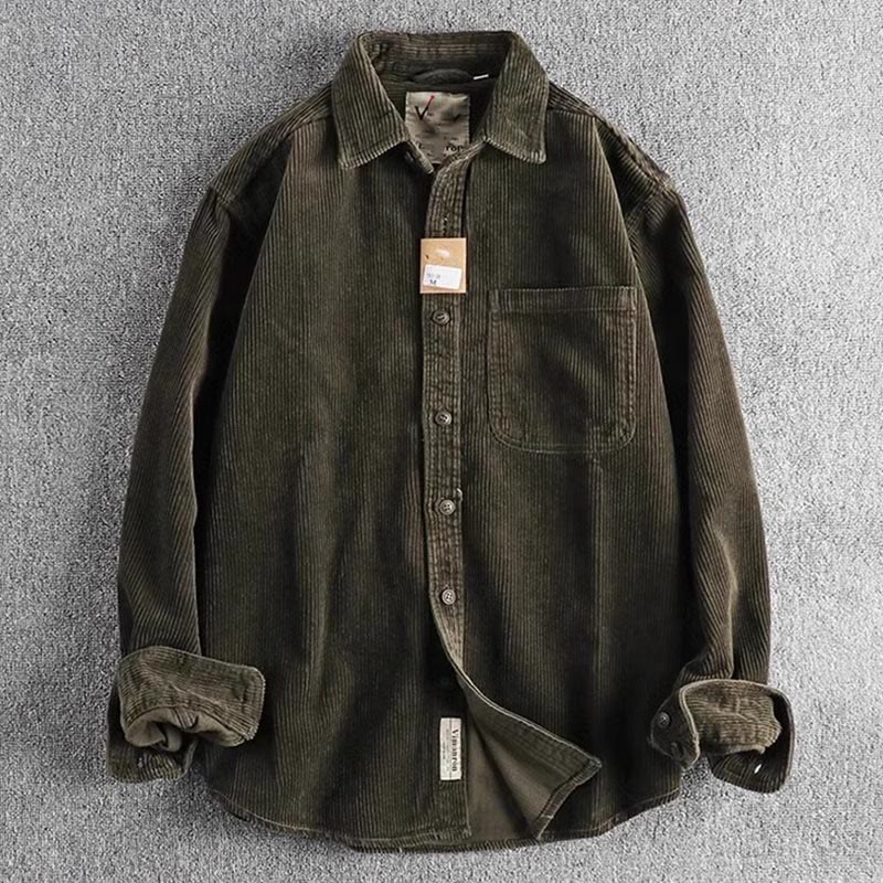 Buddha Stones Solid Color Single Breasted Buttons Men's Long Sleeve Thickened Jacket With Pockets - DarkOliveGreen - US/UK/AU44，EU54 (4XL) - image 12