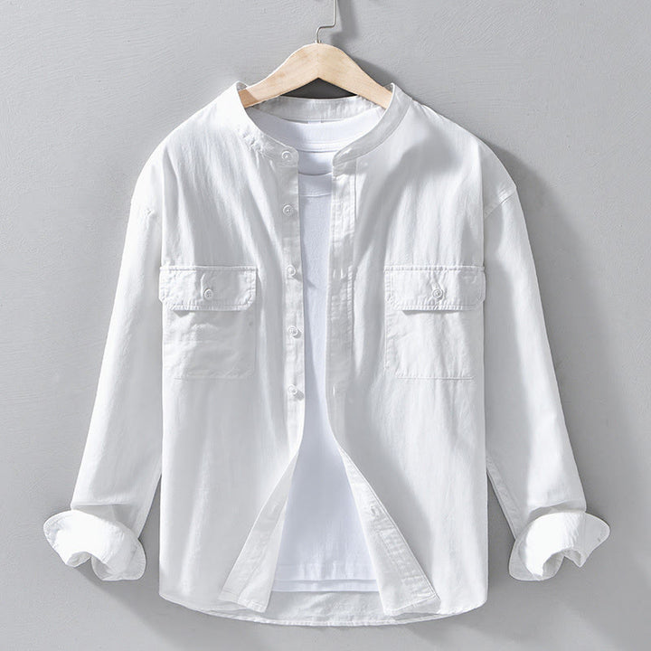 Buddha Stones Crew Neck Solid Color Men's Long Sleeve Cotton Thickened Jacket With Pockets - White - US/UK/AU42，EU52 (3XL) - image 19