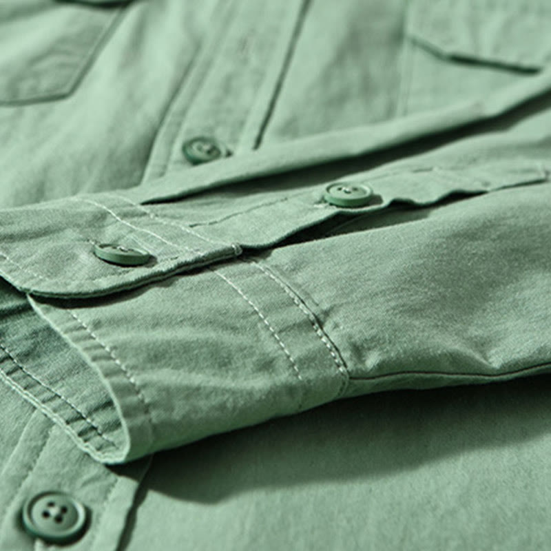 Buddha Stones Crew Neck Solid Color Men's Long Sleeve Cotton Thickened Jacket With Pockets - image 8