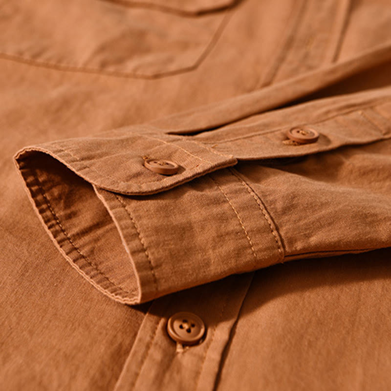 Buddha Stones Crew Neck Solid Color Men's Long Sleeve Cotton Thickened Jacket With Pockets - image 14