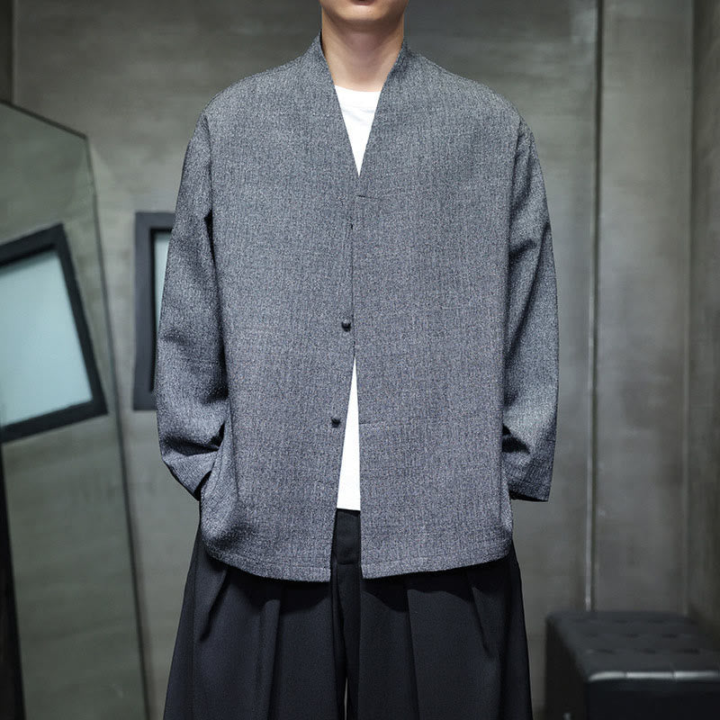 Buddha Stones Spring Fall Solid Color Long Sleeve Men's Jacket - image 6