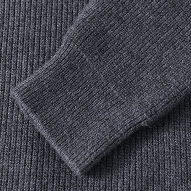 Buddha Stones Winter Black Stand Collar Design Warm Men's Long Sleeve Knitted Sweater - image 4