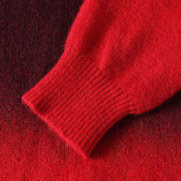 Buddha Stones Winter Stand Collar Gradient Color Design Warm Men's Long Sleeve Knitted Sweater - image 4