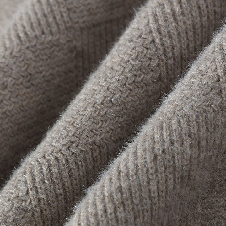 Buddha Stones Winter Black Stand Collar Plaid Pattern Warm Men's Long Sleeve Knitted Sweater - image 3