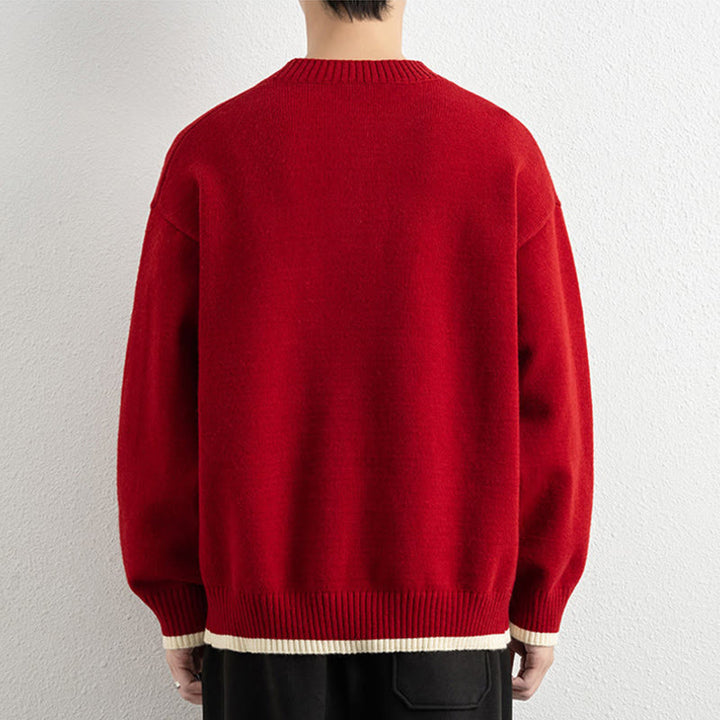 Buddha Stones Winter V-Neck One Button Design Warm Men's Long Sleeve Knitted Sweater - image 19