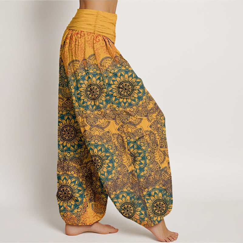 Buddha Stones Pure Cotton Triangular Mandala Patterns Women's Elastic Waist Harem Pants - image 12