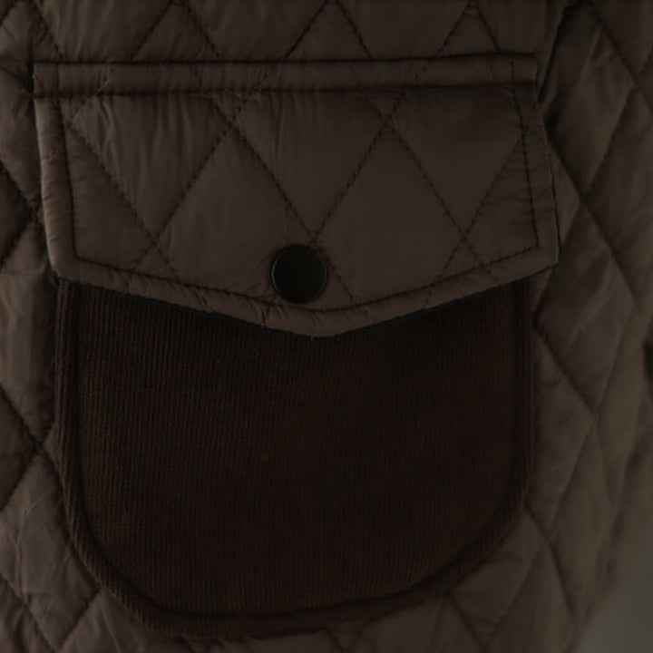 Buddha Stones Diamond Pattern Women's Long Sleeve Thickened Jacket With Pockets - image 9