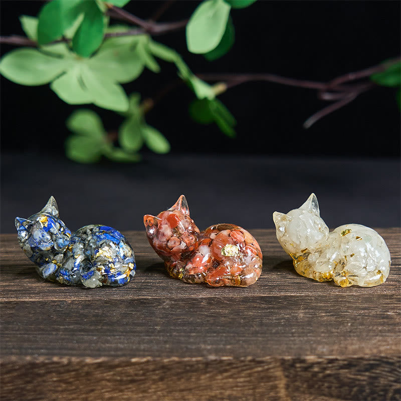Buddha Stones Crystal Chip Epoxy Resin Small Cat Positive Decoration  - image 31