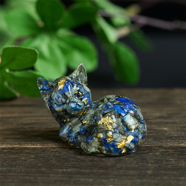 Buddha Stones Crystal Chip Epoxy Resin Small Cat Positive Decoration  - image 2