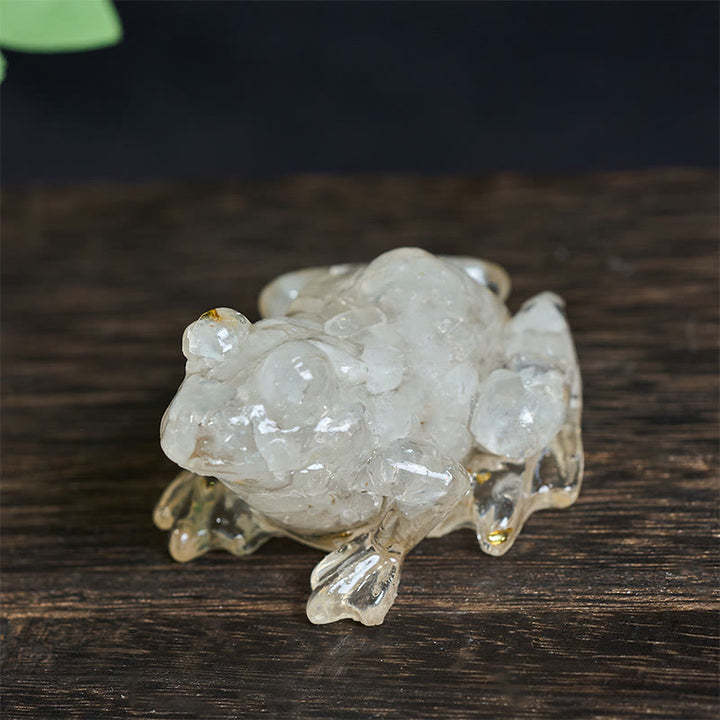 Buddha Stones Crystal Drip Resin Small Frog Passion Decoration Statue - White Turquoise(65*55*38mm) - image 6