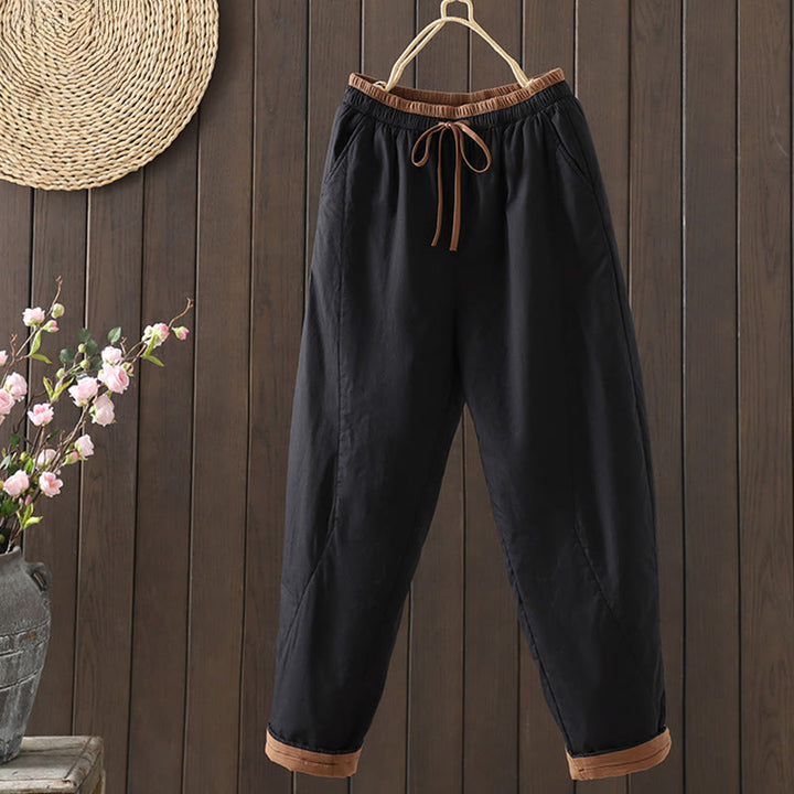 Buddha Stones Plain Cotton Women's Harem Thermal Pants With Pockets - Black - US8-10，UK/AU12-14，EU40-42 (2XL) - image 1