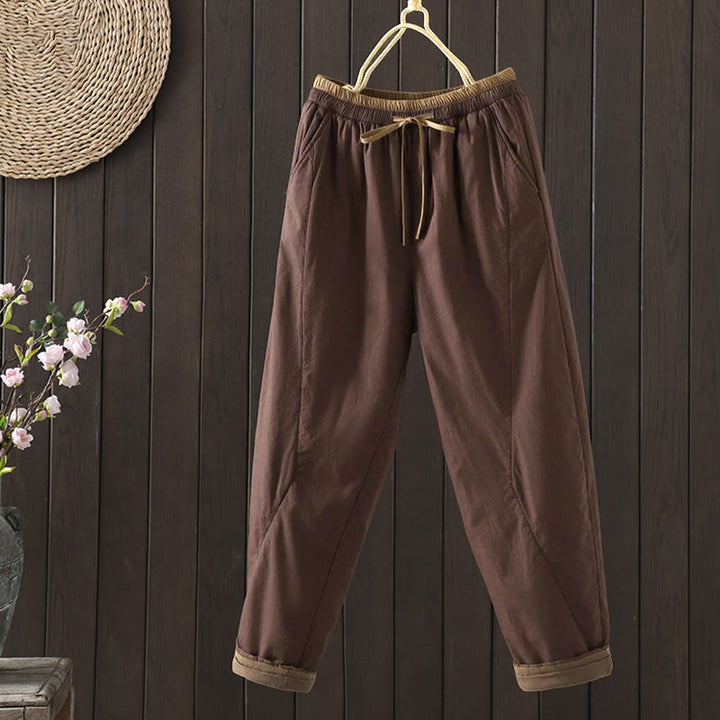 Buddha Stones Plain Cotton Women's Harem Thermal Pants With Pockets - Sienna - US8-10，UK/AU12-14，EU40-42 (2XL) - image 5