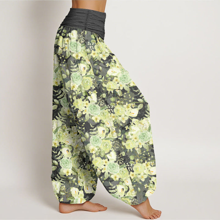 Buddha Stones Cotton Pastoral Flower Pattern Women's Elastic Waist Harem Pants - image 10