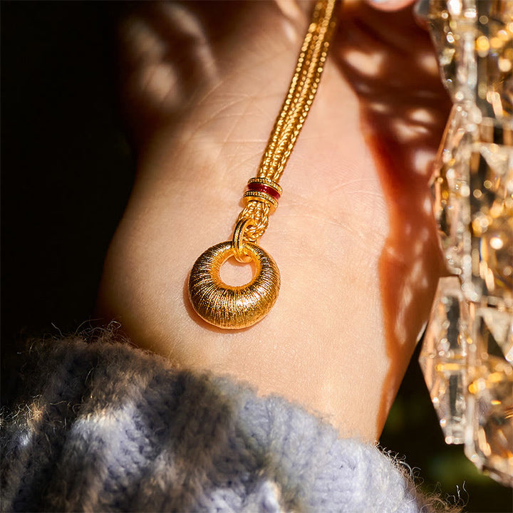 Buddha Stones "Wishing You Lasting Peace" 24k Gold Plated Copper Peace Buckle Necklace Includes Gift Message Card - image 10