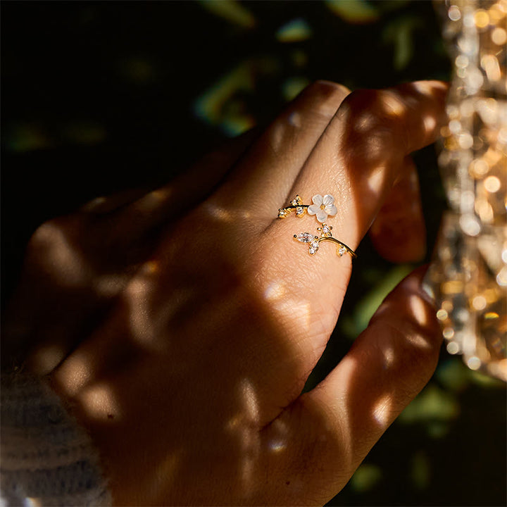 Buddha Stones 925 Sterling Silver White Flower Design Adjustable Blessing Ring - image 24