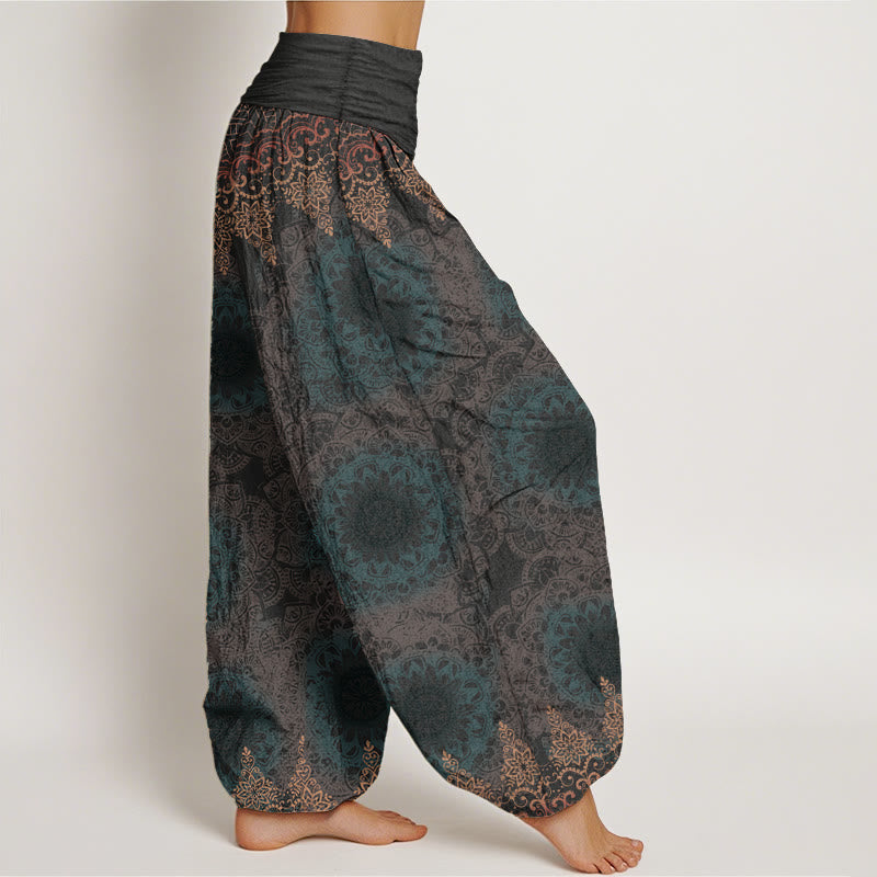 Buddha Stones Cotton Triangular Mandala Patterns Women's Elastic Waist Harem Pants - image 14