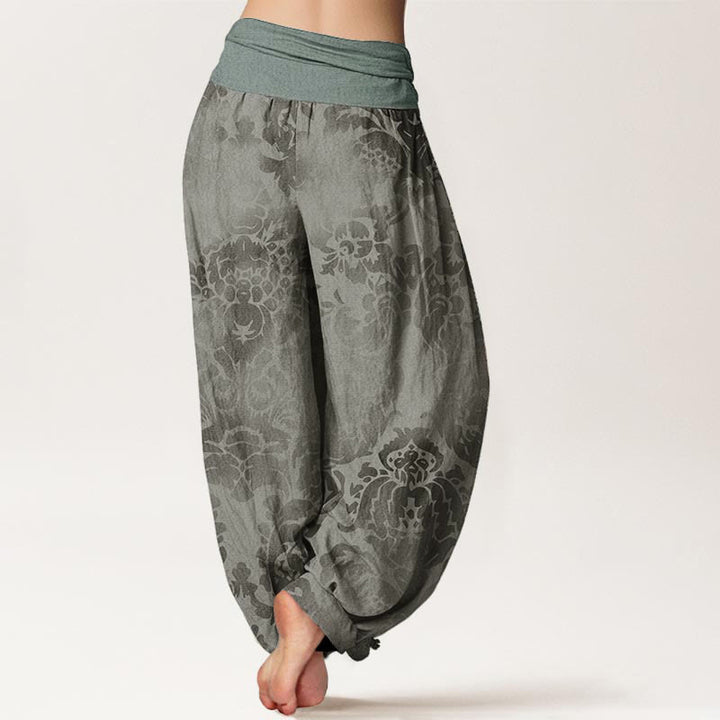 Buddha Stones Cotton Casual Flower Leaves Design Women's Elastic Waist Harem Pants - image 9
