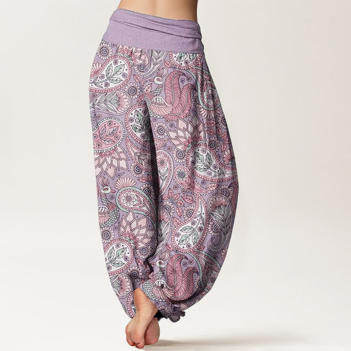 Buddha Stones Cotton Cashew Flower Peacock Sunflower Design Women's Elastic Waist Harem Pants - image 2