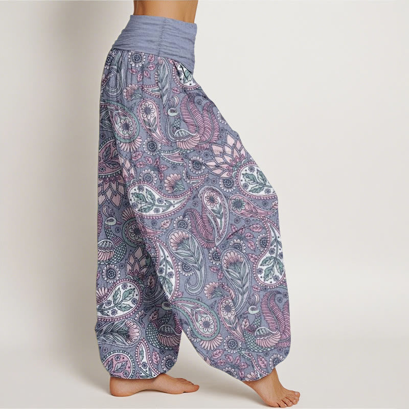 Buddha Stones Cotton Cashew Flower Peacock Sunflower Design Women's Elastic Waist Harem Pants - image 8