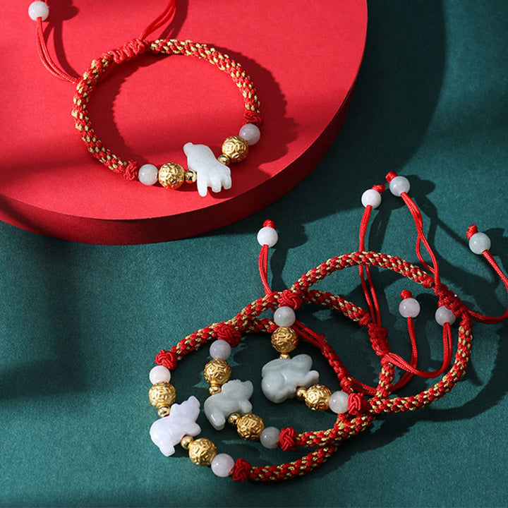 Buddha Stones Chinese Zodiac Jade Silver Beads Year Of The Horse Red String Luck Bracelet - image 27