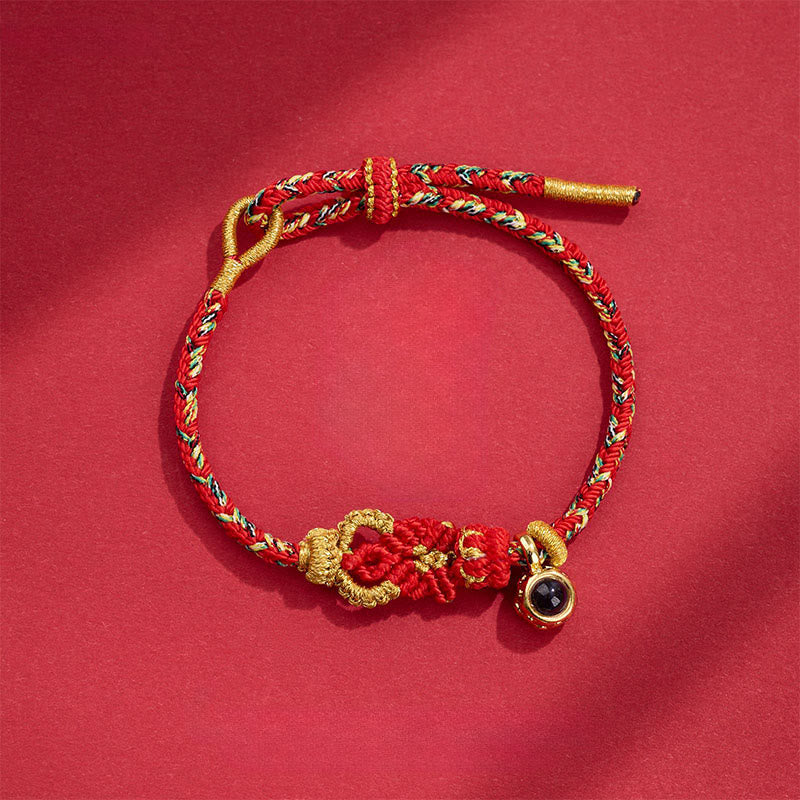 Buddha Stones String Projection Stone Hand-woven Buddha Knots Connection Bracelet - Red(Wrist Circumference: 14-23 cm) - image 5