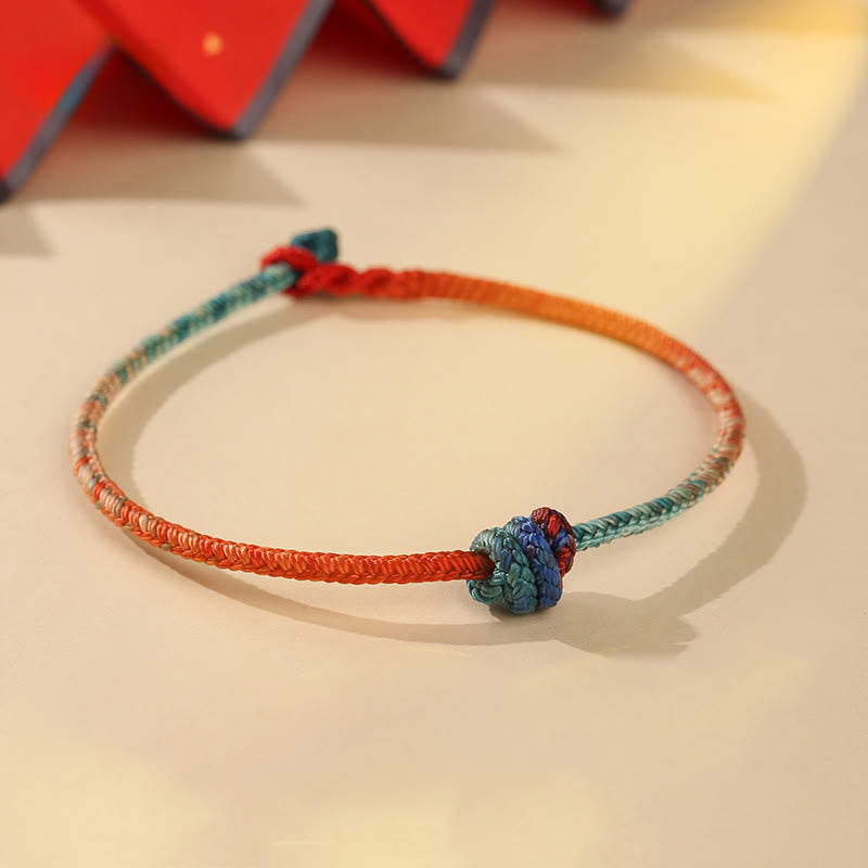 Buddha Stones Colored String Hand-woven Knots Strength Bracelet - Colored String(Wrist Circumference 19cm) - image 0