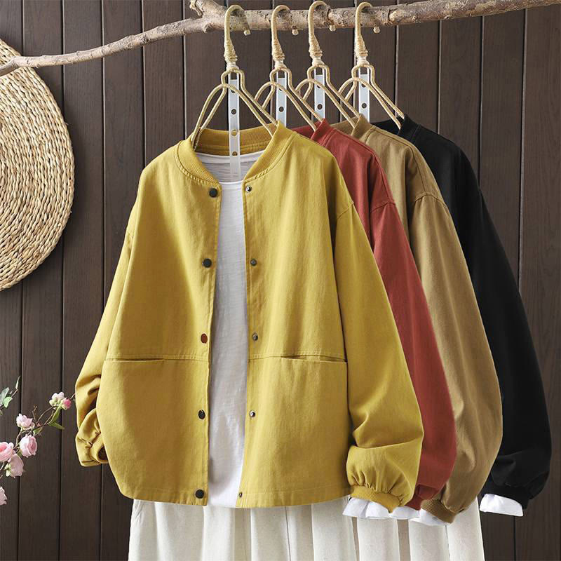 Buddha Stones Fall Button Down Women's Long Sleeve Outerwear Jacket With Pockets - image 1