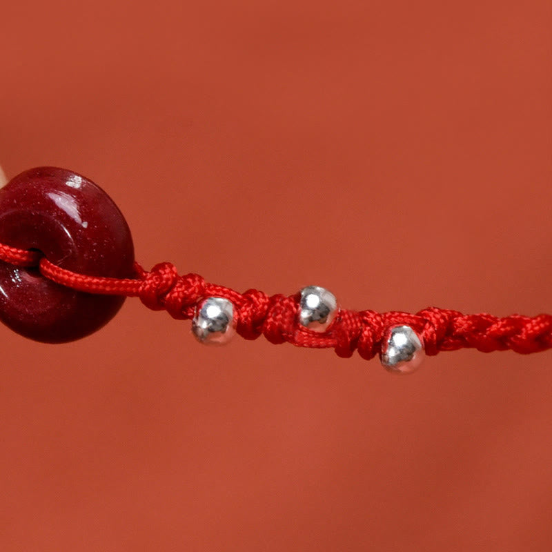 Buddha Stones Cinnabar Peace Buckle Handmade String Adjustable Blessing Bracelet Anklet - image 7