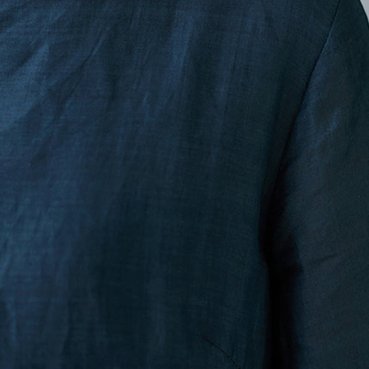 Buddha Stones Fall Colorful Peacocks Mandala Frog-Button Three Quarter Sleeve Cotton Women's Midi Dress - image 17