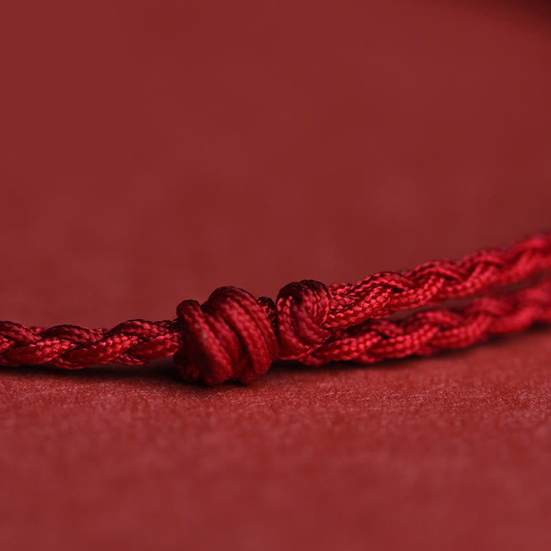 Buddha Stones 999 Sterling Silver Copper Coin Charm Handmade String Strength Bracelet Anklet - image 8