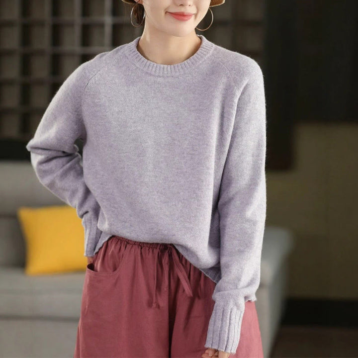 Buddha Stones Winter Crew Neck Warm Long Sleeve Women's Cotton Knitted Sweater - Lavender - US4，UK/AU8，EU36 (F) - image 10