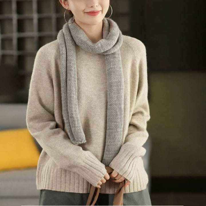 Buddha Stones Winter Crew Neck Warm Long Sleeve Women's Cotton Knitted Sweater - Beige - US4，UK/AU8，EU36 (F) - image 12