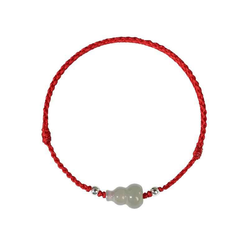 Buddha Stones Gourd Hetian Jade Red String Prosperity Bracelet Anklet - image 15