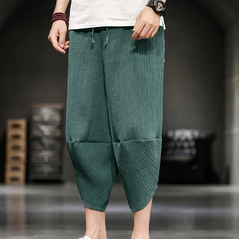 Buddha Stones Summer Solid Men's Cropped Pants With Pockets - image 11