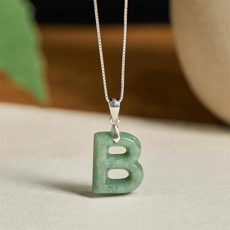 Buddha Stones "May You Find Your Own Meaning" Natural A-Z Letter Jade Titanium Steel Chain Necklace Includes Gift Message Card - image 127