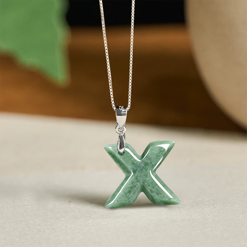 Buddha Stones "May You Find Your Own Meaning" Natural A-Z Letter Jade Titanium Steel Chain Necklace Includes Gift Message Card - image 199