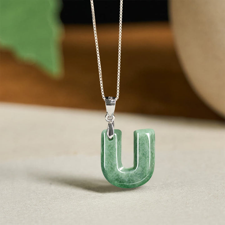 Buddha Stones "May You Find Your Own Meaning" Natural A-Z Letter Jade 925 Sterling Silver Chain Necklace Includes Gift Message Card - image 101