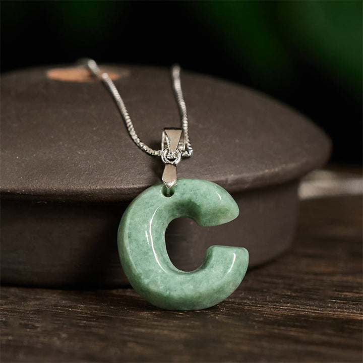 Buddha Stones "May You Find Your Own Meaning" Natural A-Z Letter Jade Titanium Steel Chain Necklace Includes Gift Message Card - image 134
