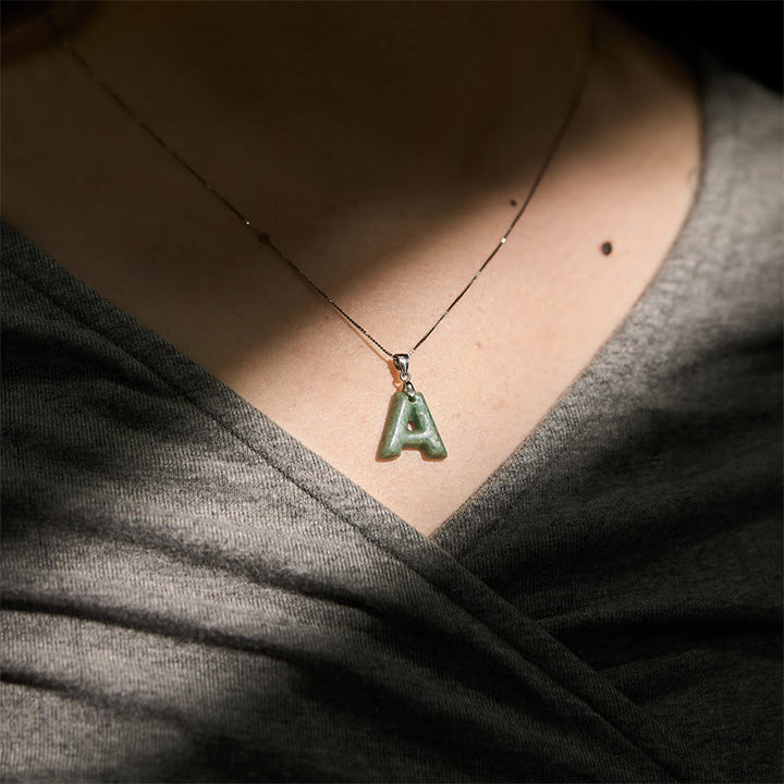Buddha Stones "May You Find Your Own Meaning" Natural A-Z Letter Jade 925 Sterling Silver Chain Necklace Includes Gift Message Card - image 17