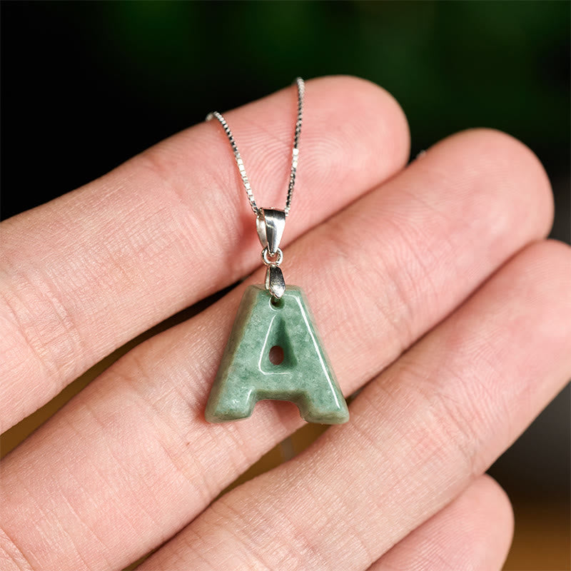 Buddha Stones "May You Find Your Own Meaning" Natural A-Z Letter Jade 925 Sterling Silver Chain Necklace Includes Gift Message Card - image 6