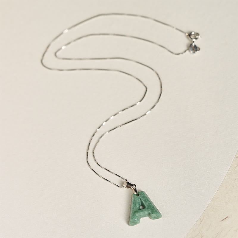 Buddha Stones "May You Find Your Own Meaning" Natural A-Z Letter Jade Titanium Steel Chain Necklace Includes Gift Message Card - image 124