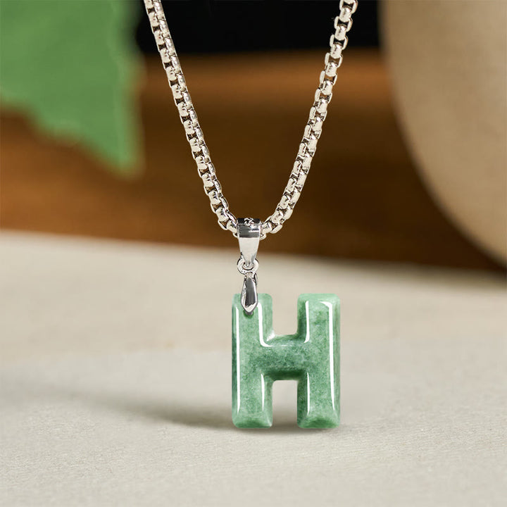 Buddha Stones "May You Find Your Own Meaning" Natural A-Z Letter Jade Titanium Steel Chain Necklace Includes Gift Message Card - image 40