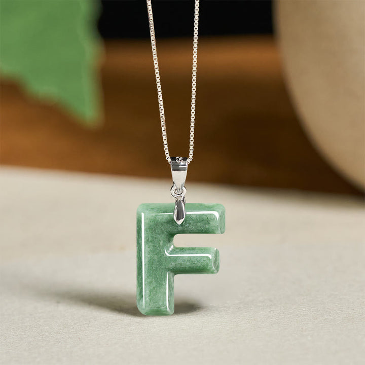 Buddha Stones "May You Find Your Own Meaning" Natural A-Z Letter Jade Titanium Steel Chain Necklace Includes Gift Message Card - image 145
