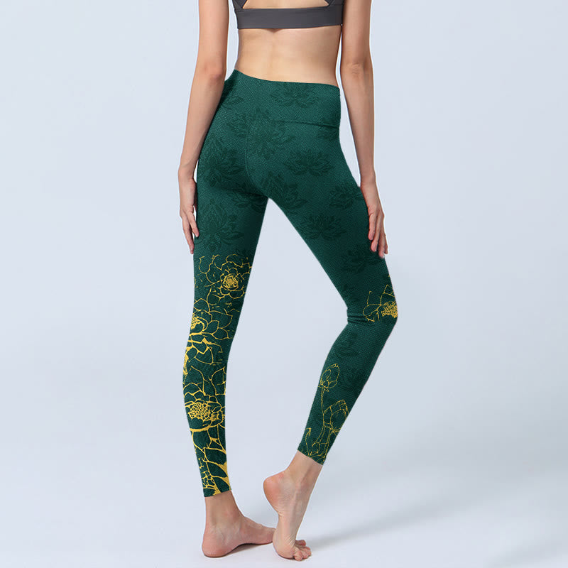 Buddha Stones Lotus Buddha Image Pattern Print Gym Leggings Women's Yoga Pants - image 4