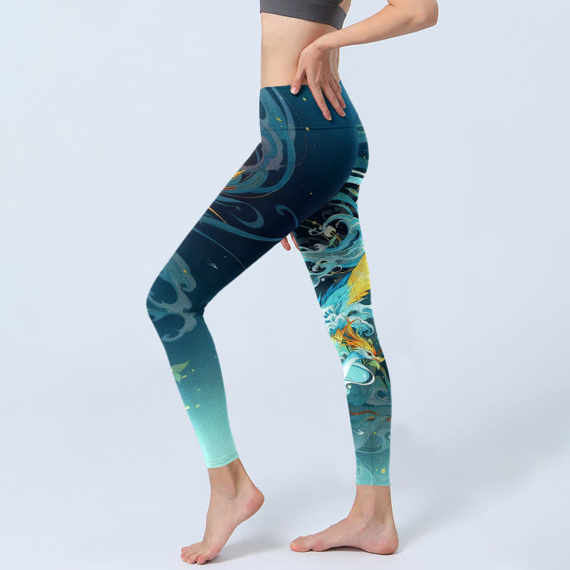 Buddha Stones Dreamy Lively Phoenix Cloud Pattern Print Gym Leggings Women's Yoga Pants - image 2