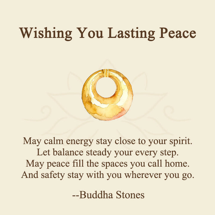 Buddha Stones "Wishing You Lasting Peace" 24k Gold Plated Copper Peace Buckle Necklace Includes Gift Message Card - image 2